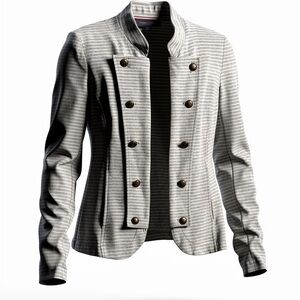 Tommy Hilfiger White & Gray Striped Blazer Medium casual or business casual